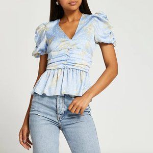 Peplum Light Blue Top